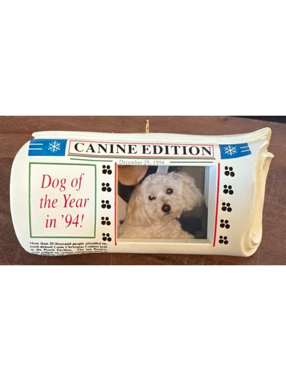 Hallmark Special Dog Photo Holder Ornament 1994 QX5603 Canine Courier Vintage